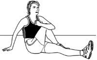 Adducting and rotating the thigh while seated stretches the posterior fibers of gluteus minimus reduces hip and glute pain